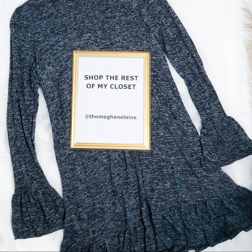 👗EXPRESS | GRAY RUFFLE DETAILED MINI DRESS👗